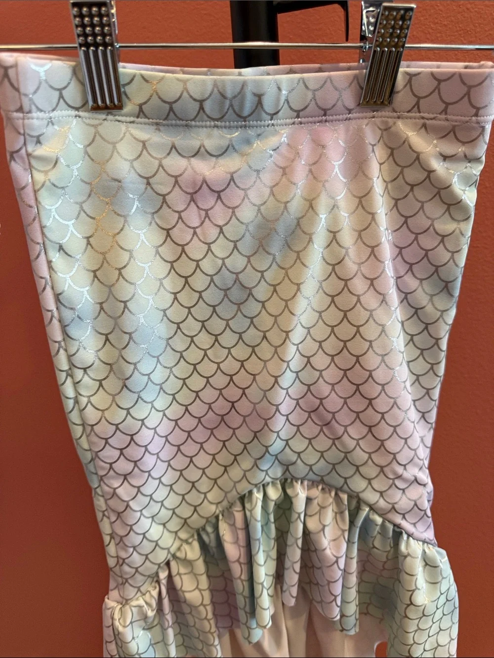 Janie and Jack Pastel Mermaid Scale One-Piece Swimsuit with tail cover up bottom
